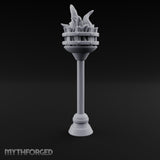 Rivet-Banded Roaring-Flame Standing Brazier Miniature for Dungeons and Dragons, Pathfinder or other TTRPGs