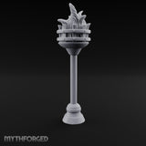 Rivet-Banded Roaring-Flame Standing Brazier Miniature for Dungeons and Dragons, Pathfinder or other TTRPGs