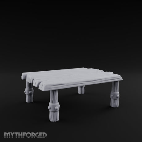 Rivet-Clasped Plank-Topped Tribal Square Table gallery 6
