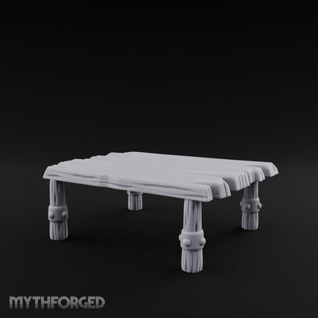 Rivet-Clasped Plank-Topped Tribal Square Table gallery 9