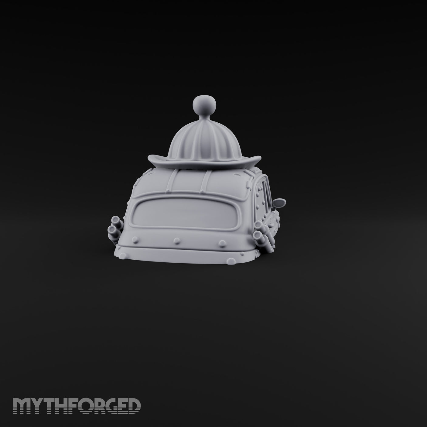 Rivet-Plated Dome-Capped Steampunk Automobile Miniature for Dungeons and Dragons, Pathfinder or other TTRPGs