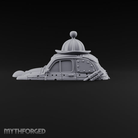 Rivet-Plated Dome-Capped Steampunk Automobile Miniature for Dungeons and Dragons, Pathfinder or other TTRPGs