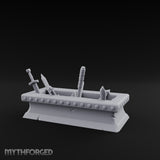 Rivet-Studded Blade-Filled Armory Weapon Trough Miniature for Dungeons and Dragons, Pathfinder or other TTRPGs