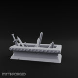 Rivet-Studded Blade-Filled Armory Weapon Trough Miniature for Dungeons and Dragons, Pathfinder or other TTRPGs