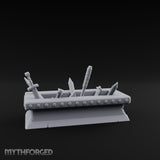 Rivet-Studded Blade-Filled Armory Weapon Trough Miniature for Dungeons and Dragons, Pathfinder or other TTRPGs