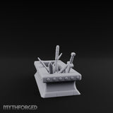 Rivet-Studded Blade-Filled Armory Weapon Trough Miniature for Dungeons and Dragons, Pathfinder or other TTRPGs
