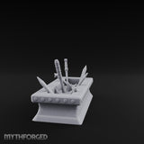 Rivet-Studded Blade-Filled Armory Weapon Trough Miniature for Dungeons and Dragons, Pathfinder or other TTRPGs