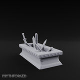 Rivet-Studded Blade-Filled Armory Weapon Trough Miniature for Dungeons and Dragons, Pathfinder or other TTRPGs