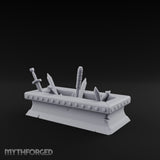 Rivet-Studded Blade-Filled Armory Weapon Trough Miniature for Dungeons and Dragons, Pathfinder or other TTRPGs