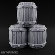 Rivet-Studded Split-Grain Stacked Storage Barrels Miniature for Dungeons and Dragons, Pathfinder or other TTRPGs