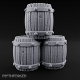 Rivet-Studded Split-Grain Stacked Storage Barrels Miniature for Dungeons and Dragons, Pathfinder or other TTRPGs