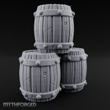 Rivet-Studded Split-Grain Stacked Storage Barrels Miniature for Dungeons and Dragons, Pathfinder or other TTRPGs