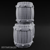 Rivet-Studded Split-Grain Stacked Storage Barrels Miniature for Dungeons and Dragons, Pathfinder or other TTRPGs