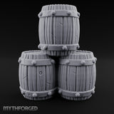 Rivet-Studded Split-Grain Stacked Storage Barrels Miniature for Dungeons and Dragons, Pathfinder or other TTRPGs