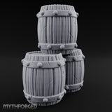 Rivet-Studded Split-Grain Stacked Storage Barrels Miniature for Dungeons and Dragons, Pathfinder or other TTRPGs