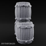 Rivet-Studded Split-Grain Stacked Storage Barrels Miniature for Dungeons and Dragons, Pathfinder or other TTRPGs