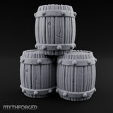 Rivet-Studded Split-Grain Stacked Storage Barrels Miniature for Dungeons and Dragons, Pathfinder or other TTRPGs