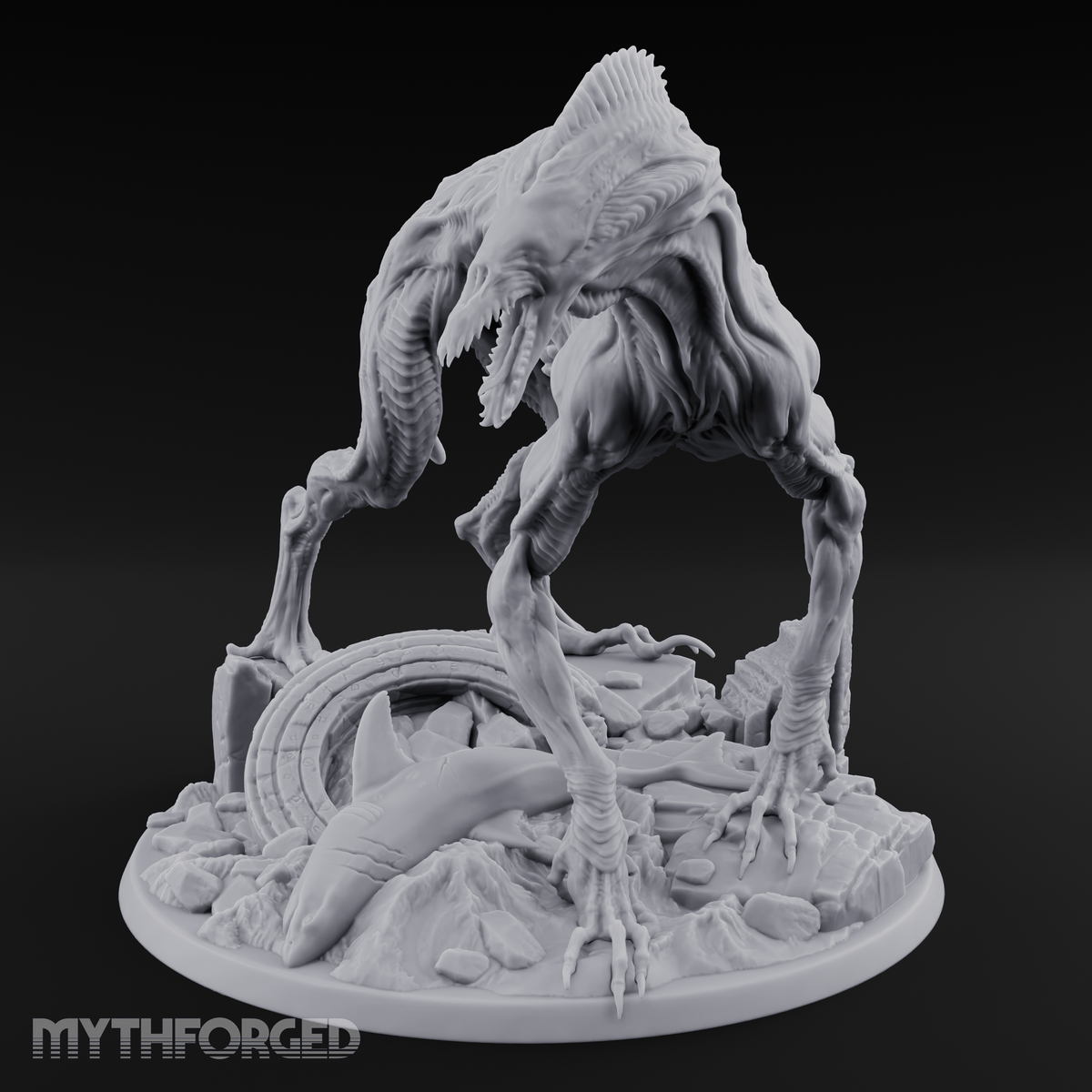 Coiled Over Wreckage R'yleh Sentinel Miniature for Dungeons and Dragons, Pathfinder or other TTRPGs