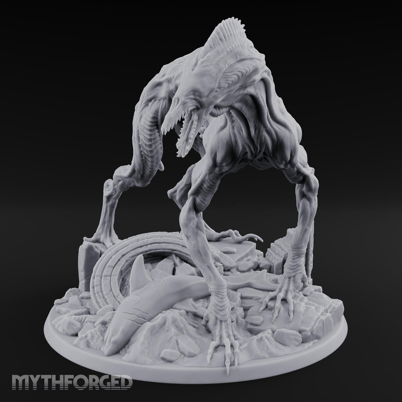 Coiled Over Wreckage R'yleh Sentinel Miniature for Dungeons and Dragons, Pathfinder or other TTRPGs