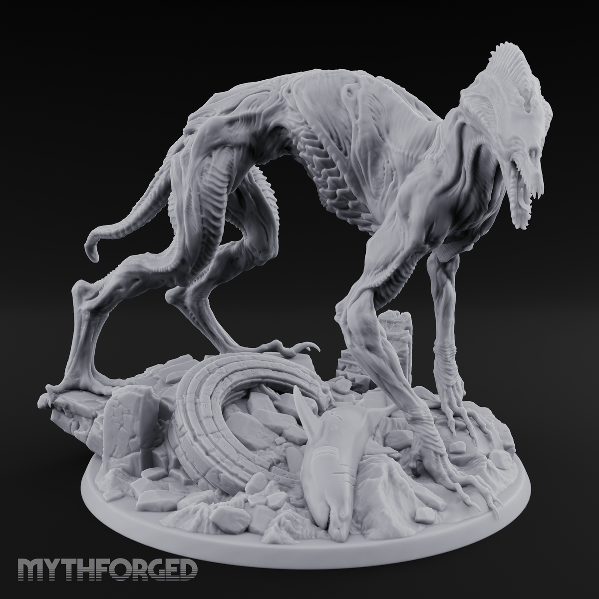 Coiled Over Wreckage R'yleh Sentinel Miniature for Dungeons and Dragons, Pathfinder or other TTRPGs
