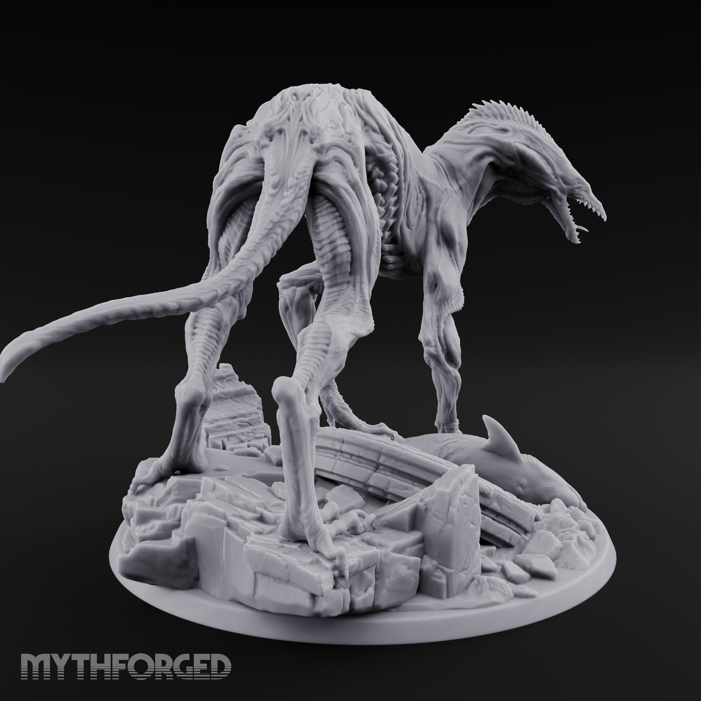 Coiled Over Wreckage R'yleh Sentinel Miniature for Dungeons and Dragons, Pathfinder or other TTRPGs