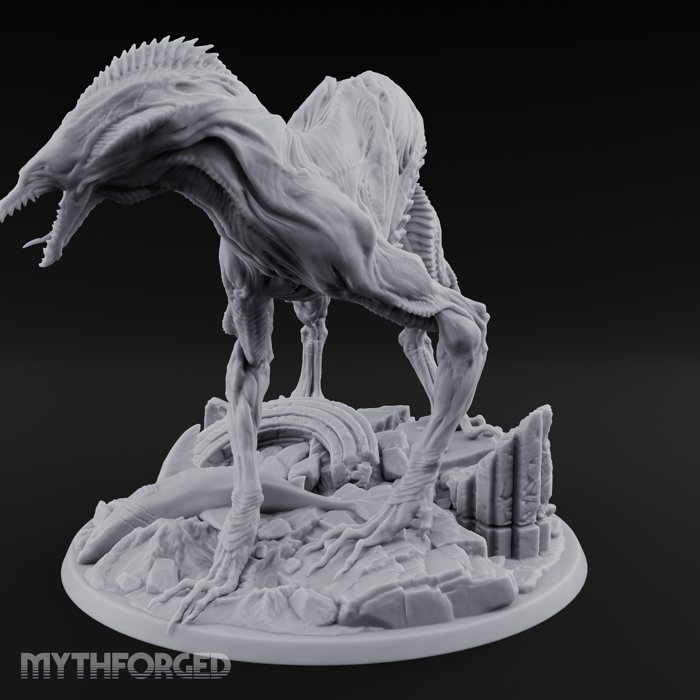 Coiled Over Wreckage R'yleh Sentinel Miniature for Dungeons and Dragons, Pathfinder or other TTRPGs