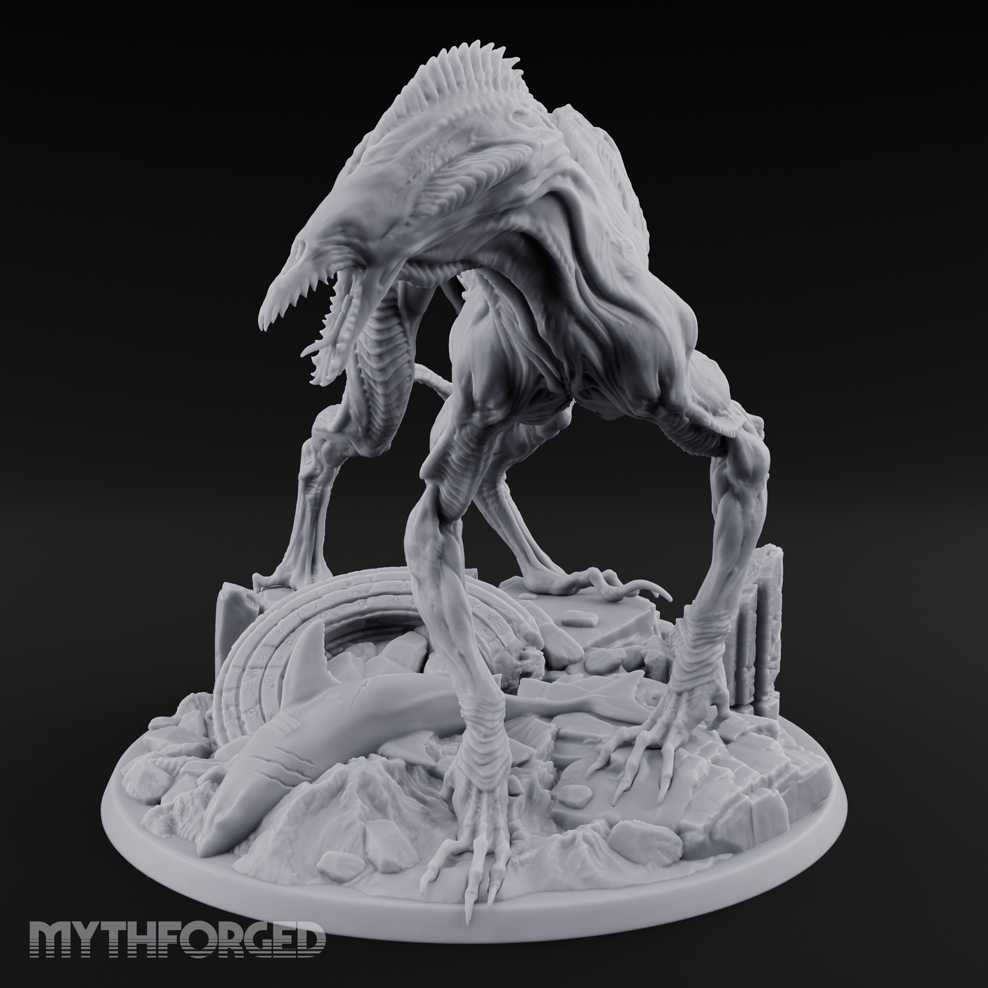 Coiled Over Wreckage R'yleh Sentinel Miniature for Dungeons and Dragons, Pathfinder or other TTRPGs