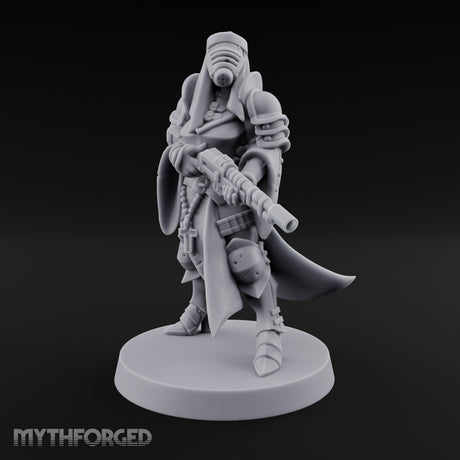 Robed Rifle Cradling Human Sniper Priestess Miniature for Dungeons and Dragons, Pathfinder or other TTRPGs