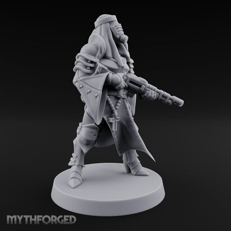 Robed Rifle Cradling Human Sniper Priestess Miniature for Dungeons and Dragons, Pathfinder or other TTRPGs