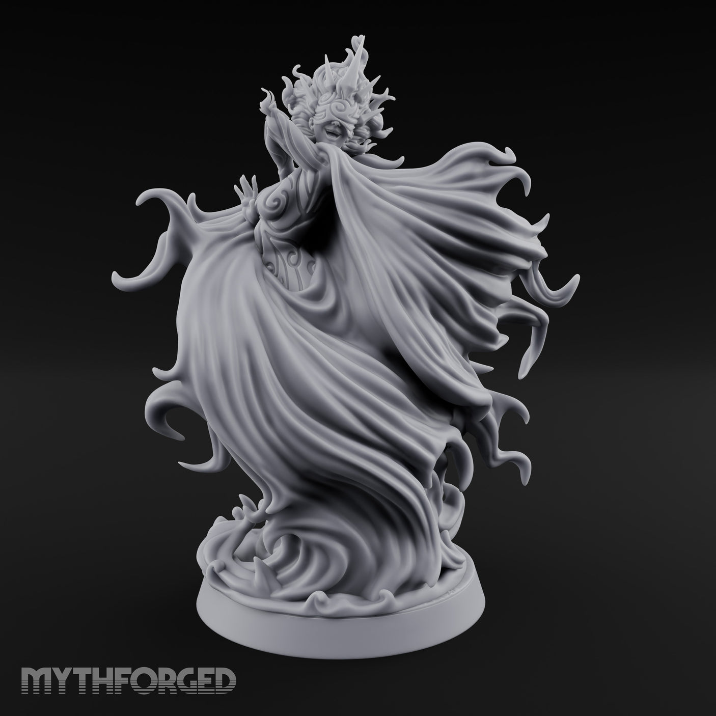 Robes Billowing Reaching Yuki-onna Miniature for Dungeons and Dragons, Pathfinder or other TTRPGs