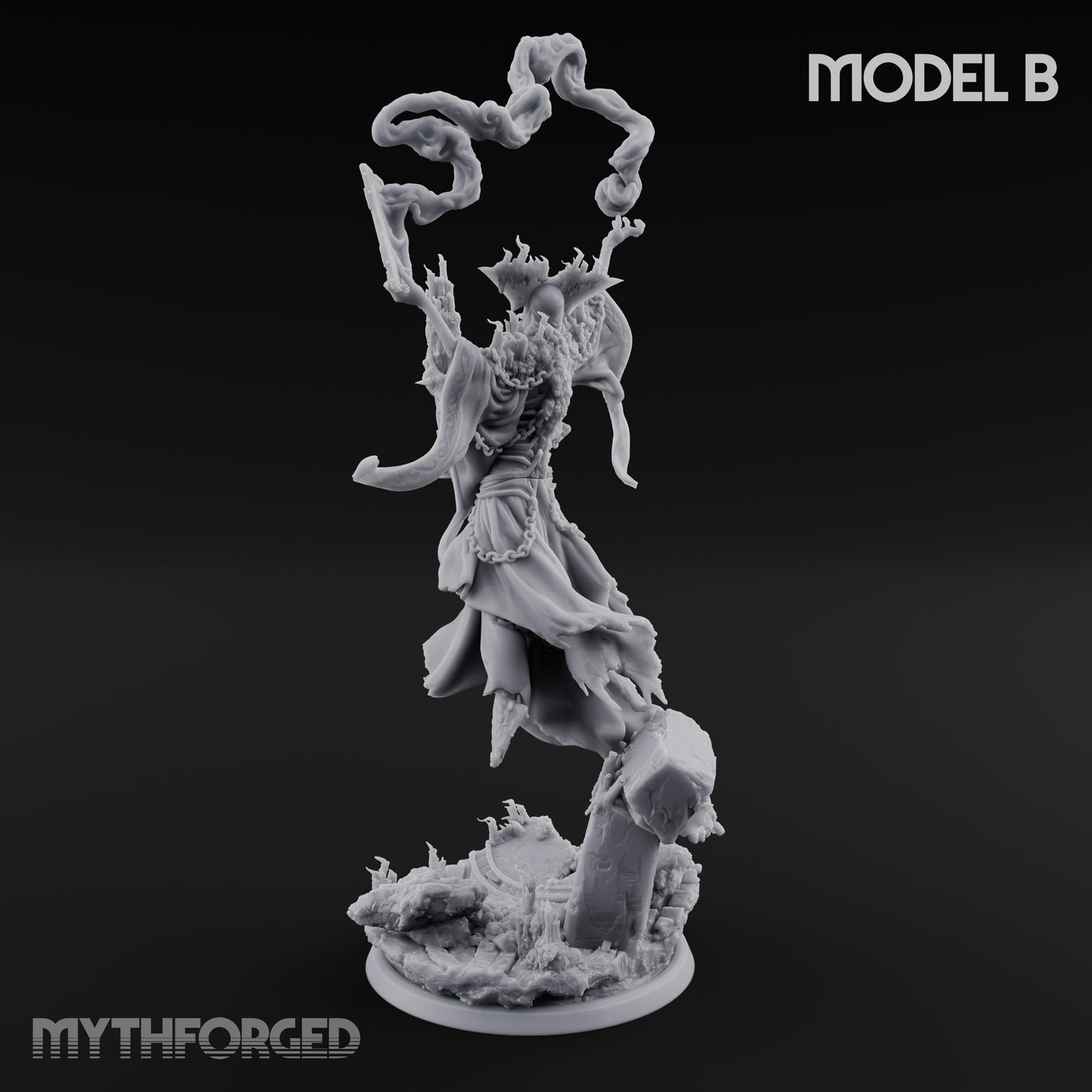 Robes Trailing Lich Shaman B Miniature for Dungeons and Dragons, Pathfinder or other TTRPGs