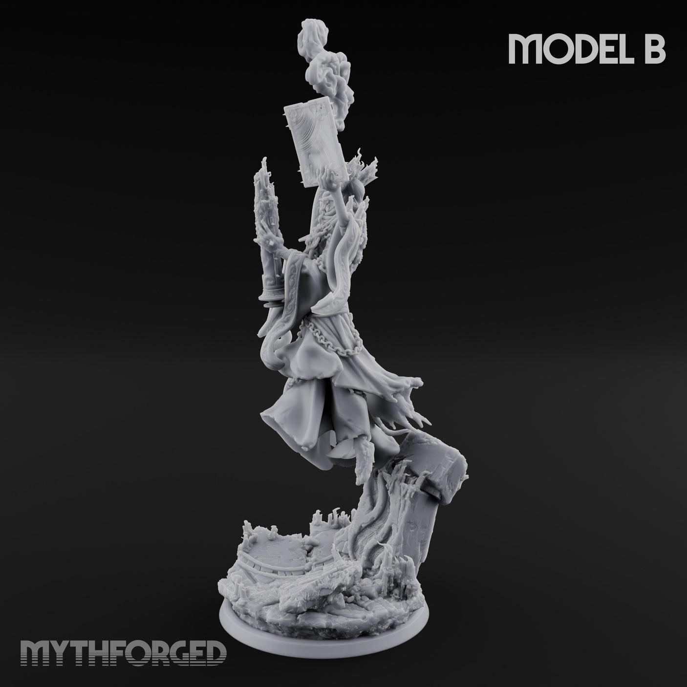 Robes Trailing Lich Shaman B Miniature for Dungeons and Dragons, Pathfinder or other TTRPGs