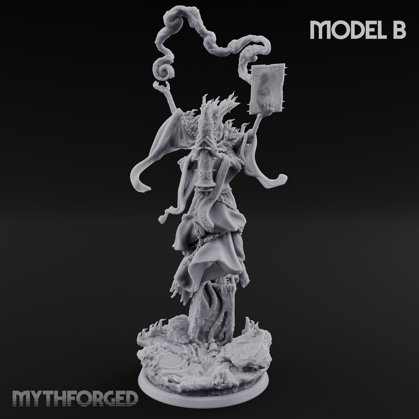 Robes Trailing Lich Shaman B Miniature for Dungeons and Dragons, Pathfinder or other TTRPGs