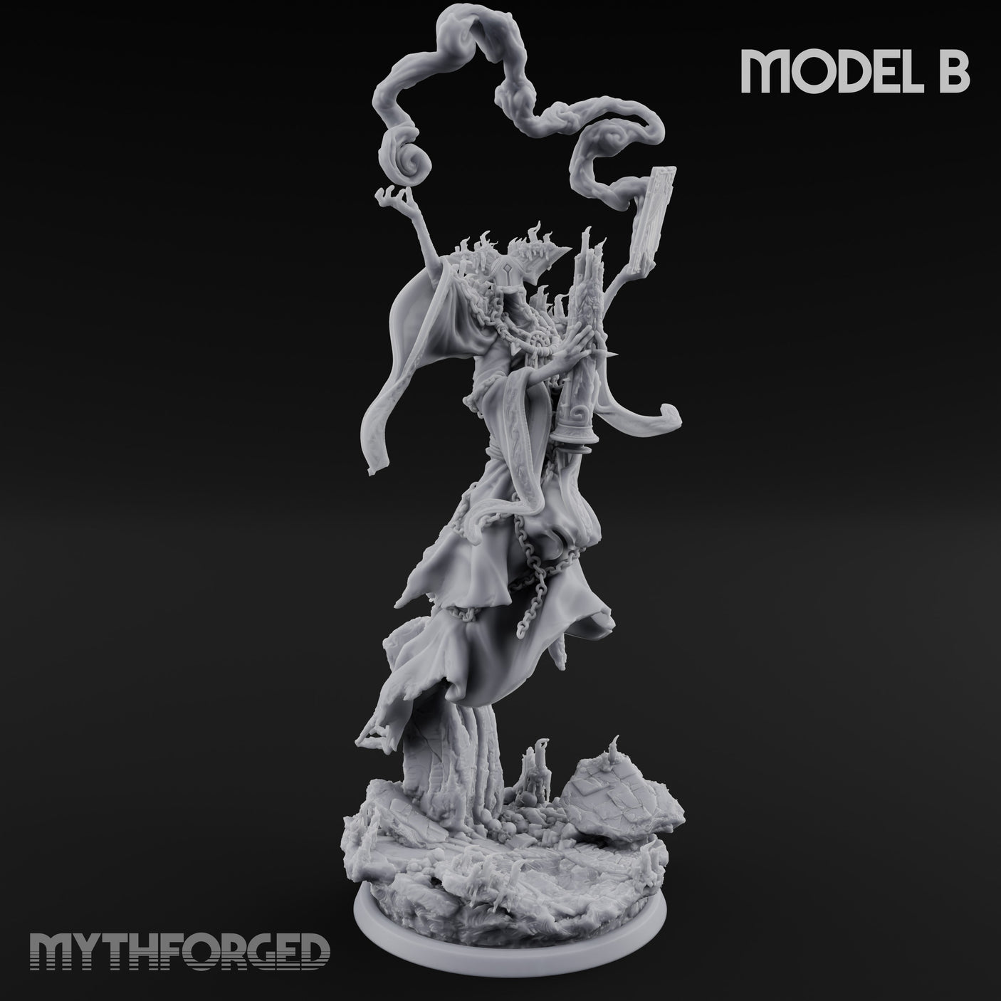 Robes Trailing Lich Shaman B Miniature for Dungeons and Dragons, Pathfinder or other TTRPGs