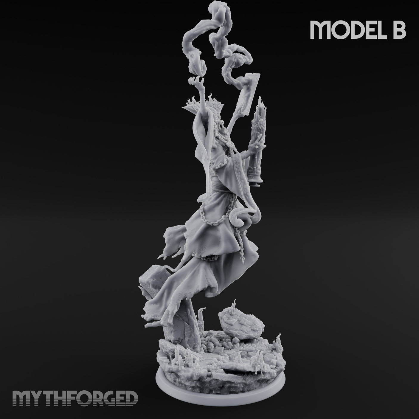 Robes Trailing Lich Shaman B Miniature for Dungeons and Dragons, Pathfinder or other TTRPGs