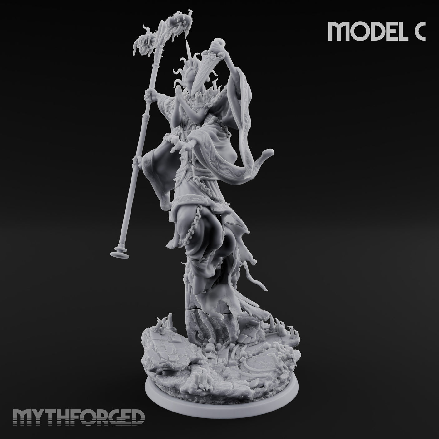 Robes Trailing Lich Shaman C Miniature for Dungeons and Dragons, Pathfinder or other TTRPGs