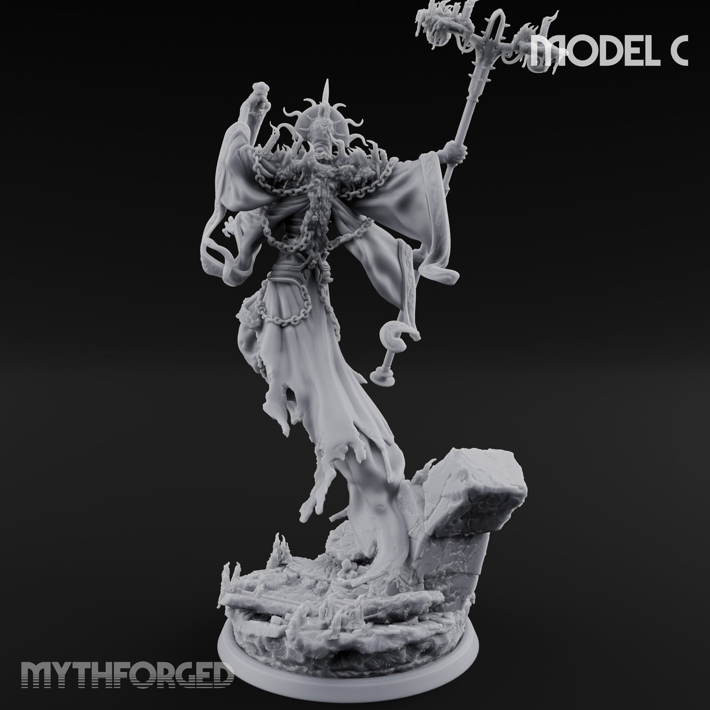 Robes Trailing Lich Shaman C Miniature for Dungeons and Dragons, Pathfinder or other TTRPGs