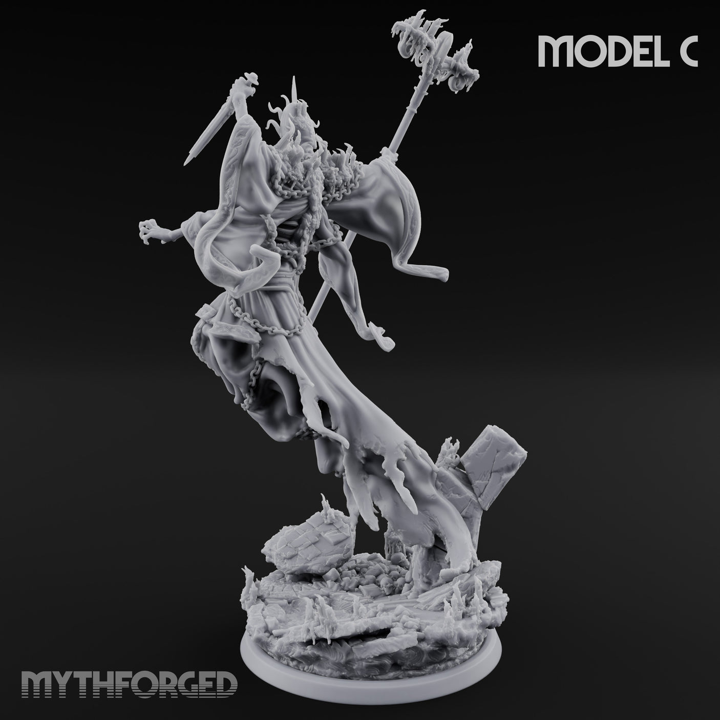 Robes Trailing Lich Shaman C Miniature for Dungeons and Dragons, Pathfinder or other TTRPGs