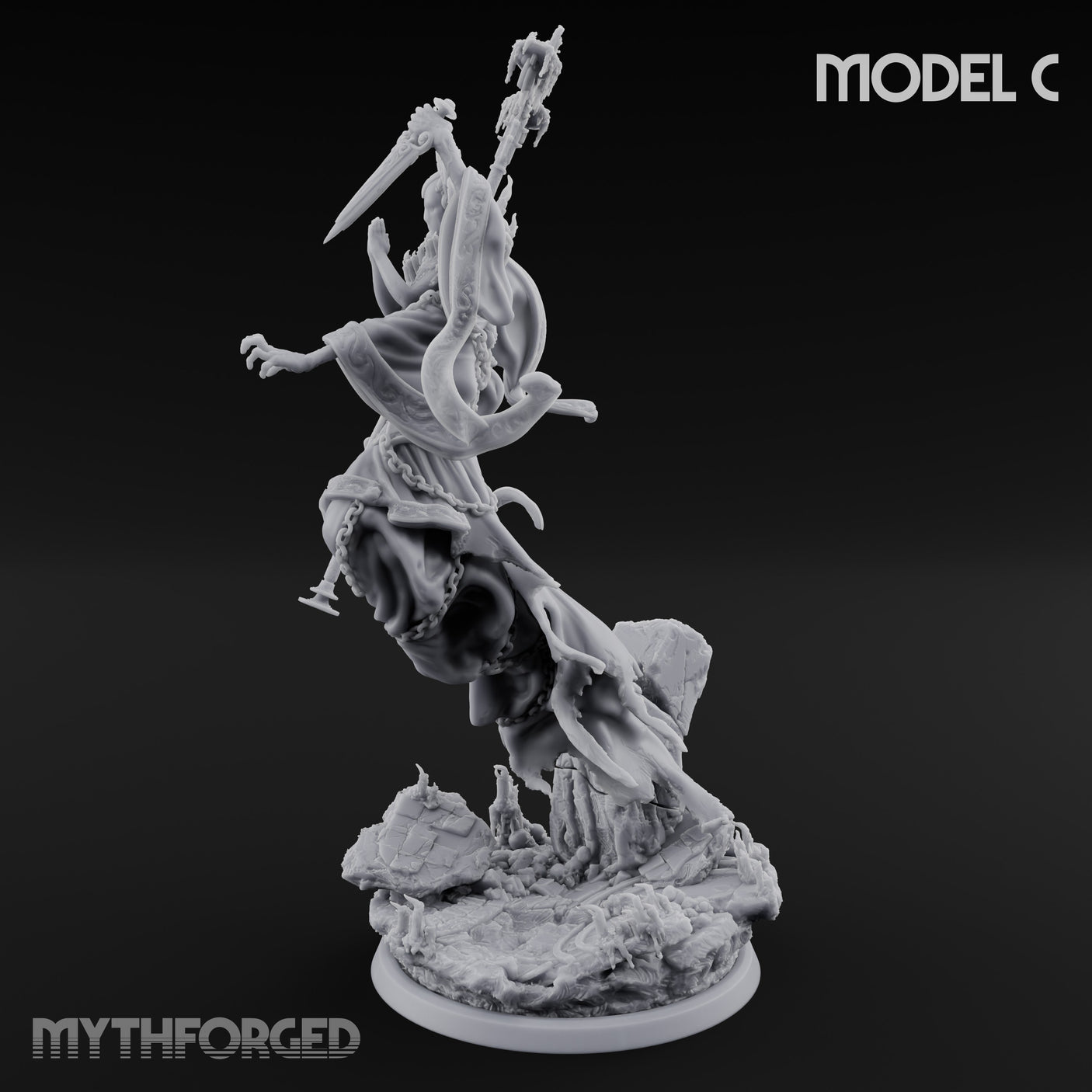 Robes Trailing Lich Shaman C Miniature for Dungeons and Dragons, Pathfinder or other TTRPGs