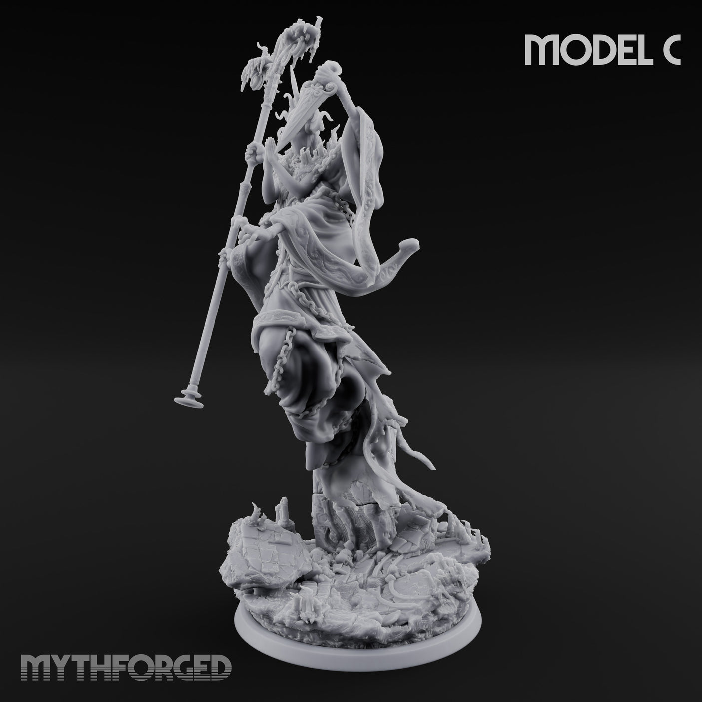 Robes Trailing Lich Shaman C Miniature for Dungeons and Dragons, Pathfinder or other TTRPGs