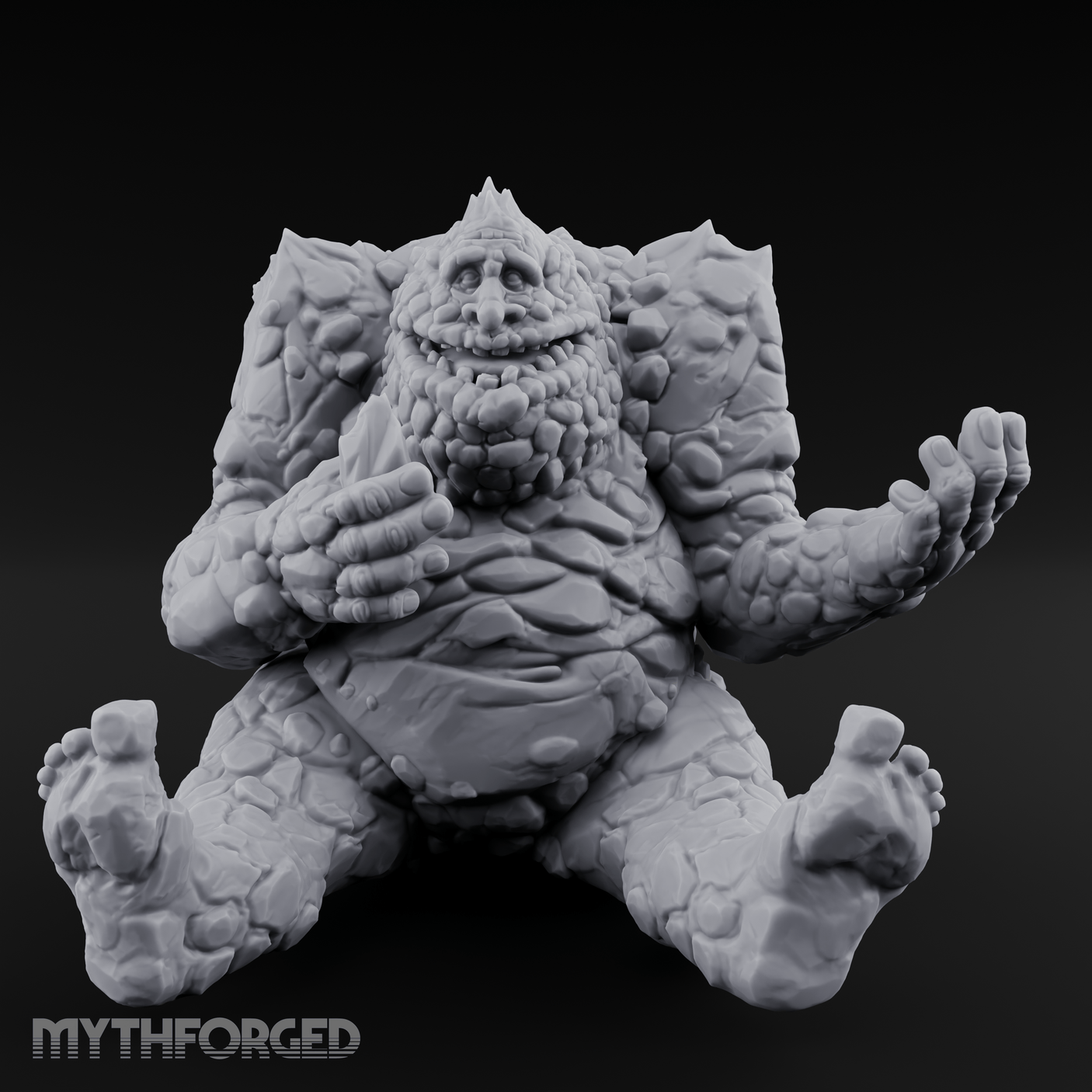 Palms Out Bellowing Happy Troll Miniature for Dungeons and Dragons, Pathfinder or other TTRPGs