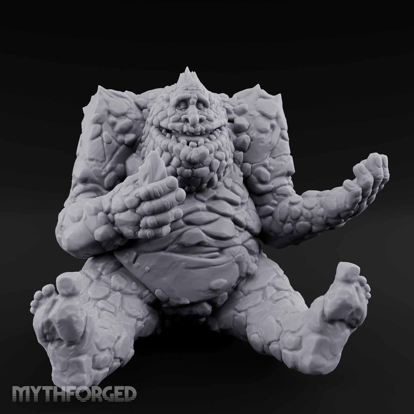 Palms Out Bellowing Happy Troll Miniature for Dungeons and Dragons, Pathfinder or other TTRPGs