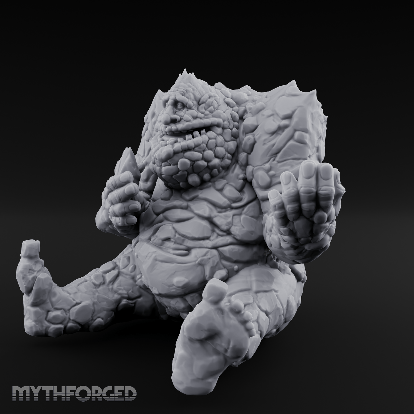 Palms Out Bellowing Happy Troll Miniature for Dungeons and Dragons, Pathfinder or other TTRPGs