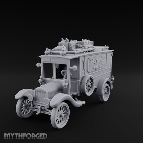 Roof-Laden Sign-Emblazoned Mystery Wagon Miniature for Dungeons and Dragons, Pathfinder or other TTRPGs