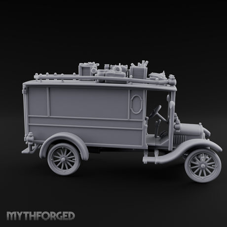 Roof-Laden Sign-Emblazoned Mystery Wagon Miniature for Dungeons and Dragons, Pathfinder or other TTRPGs