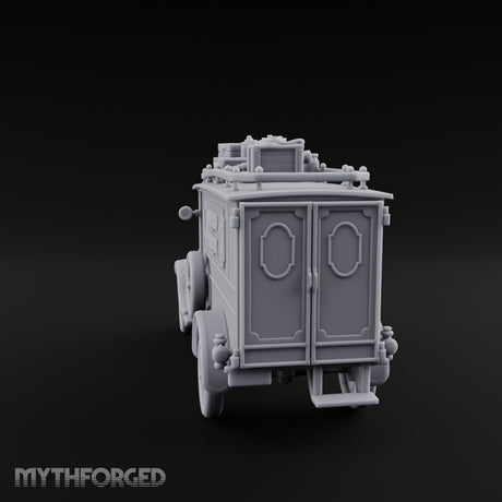 Roof-Laden Sign-Emblazoned Mystery Wagon Miniature for Dungeons and Dragons, Pathfinder or other TTRPGs