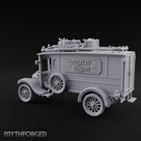 Roof-Laden Sign-Emblazoned Mystery Wagon Miniature for Dungeons and Dragons, Pathfinder or other TTRPGs