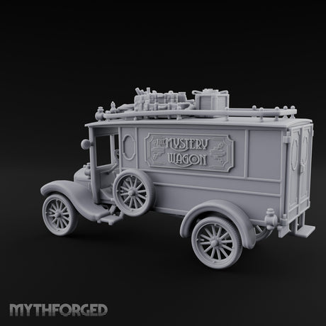 Roof-Laden Sign-Emblazoned Mystery Wagon Miniature for Dungeons and Dragons, Pathfinder or other TTRPGs