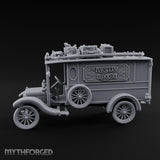 Roof-Laden Sign-Emblazoned Mystery Wagon Miniature for Dungeons and Dragons, Pathfinder or other TTRPGs
