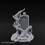 Root-Clutched Skull-Crowned Gravestone Miniature for Dungeons and Dragons, Pathfinder or other TTRPGs